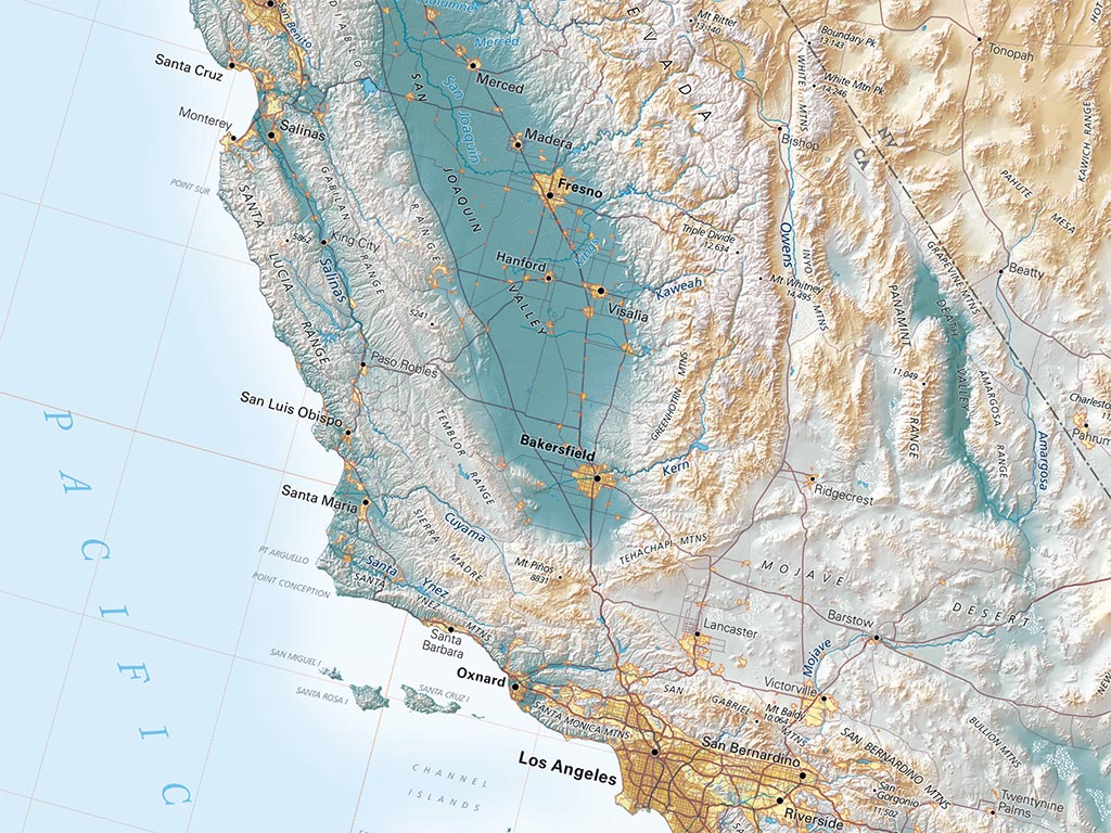 The American West Elevation Tints Fine Art Print Map