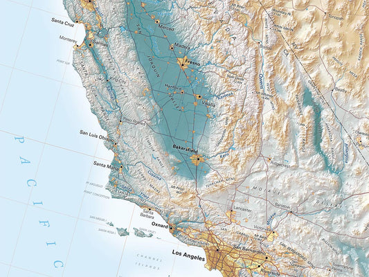 The American West Elevation Tints Fine Art Print Map