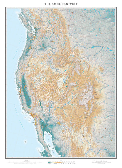 The American West Elevation Tints Fine Art Print Map