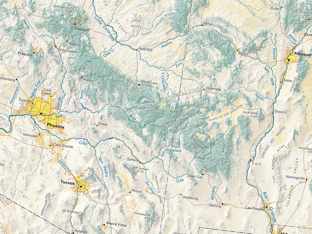 The American West Land Cover Fine Art Print Map