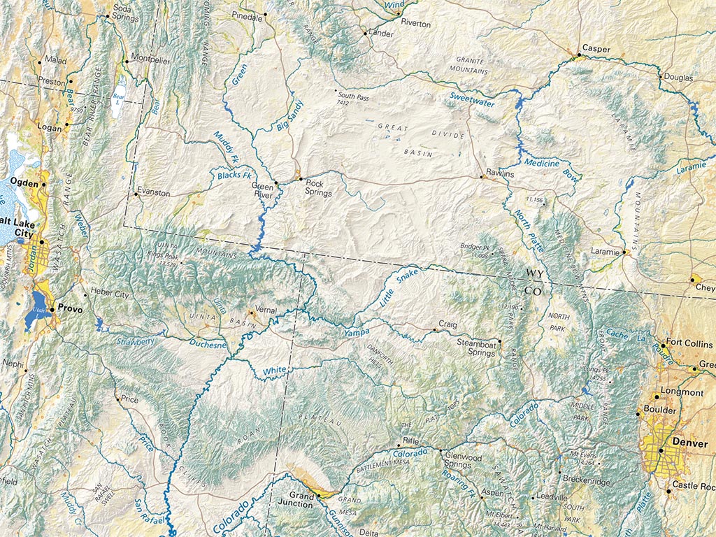 The American West Land Cover Fine Art Print Map
