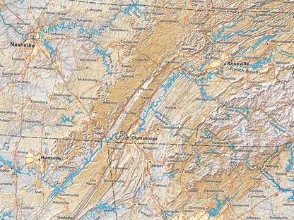 The Appalachians & Ohio Valley Elevation Tints Fine Art Print Map