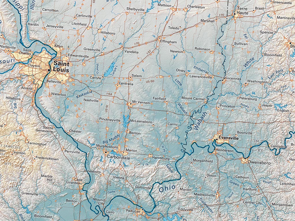 The Appalachians & Ohio Valley Elevation Tints Fine Art Print Map