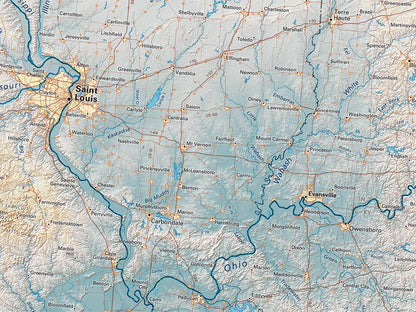 The Appalachians & Ohio Valley Elevation Tints Fine Art Print Map