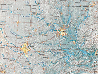 The Central Plains & Prairie Elevation Tints Fine Art Print Map