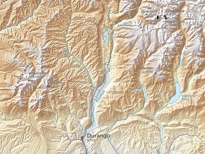 The Colorado Rockies Elevation Tints Fine Art Print Map