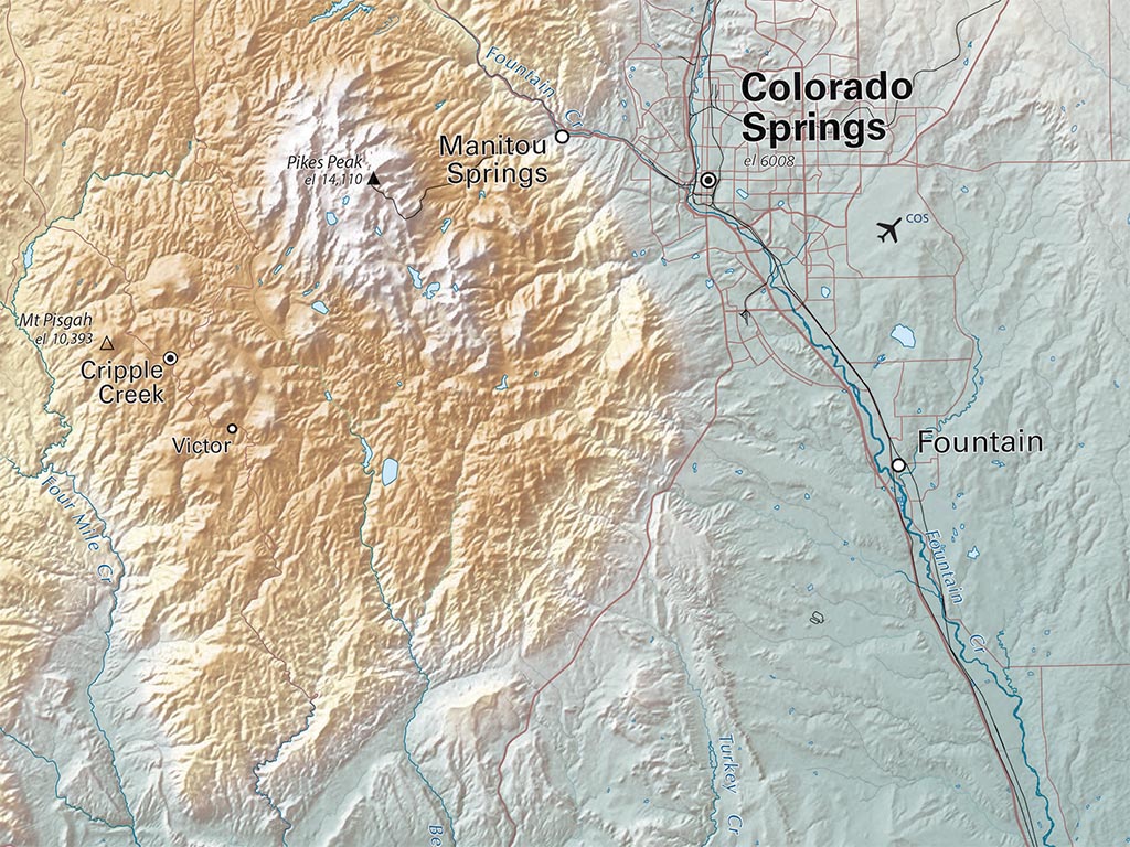 The Colorado Rockies Elevation Tints Fine Art Print Map