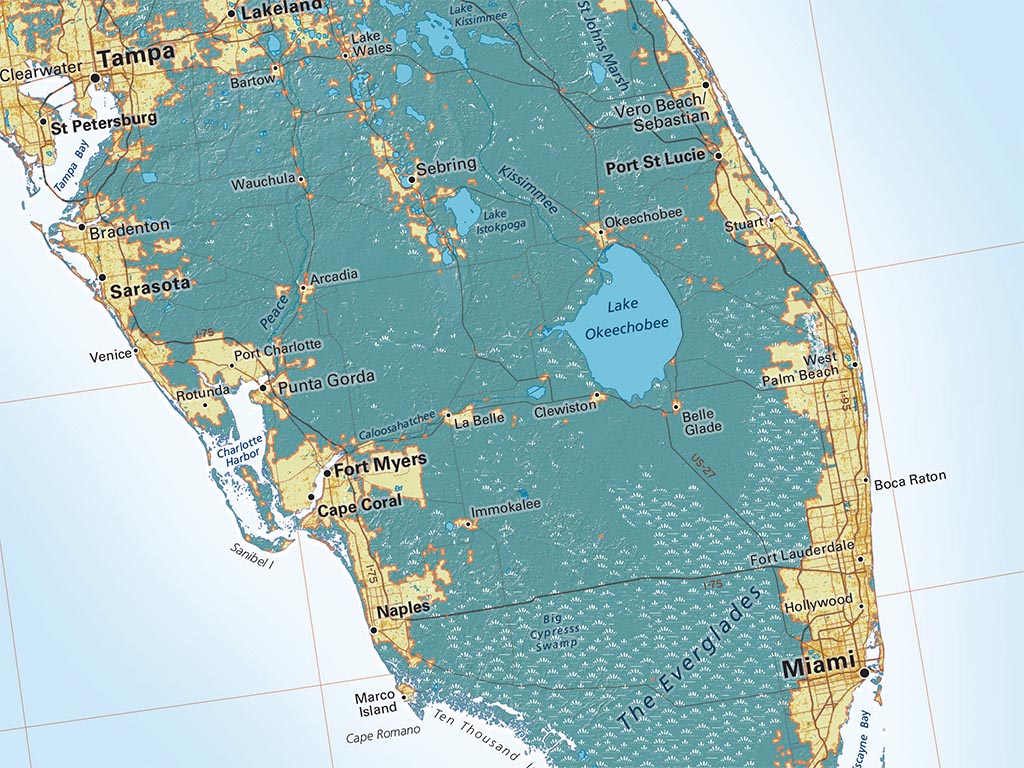 The East Coast Elevation Tints Fine Art Print Map