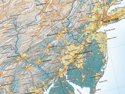 The East Coast Elevation Tints Fine Art Print Map