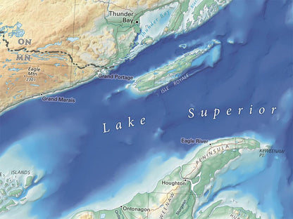 The Great Lakes Elevation Tints Fine Art Print Map