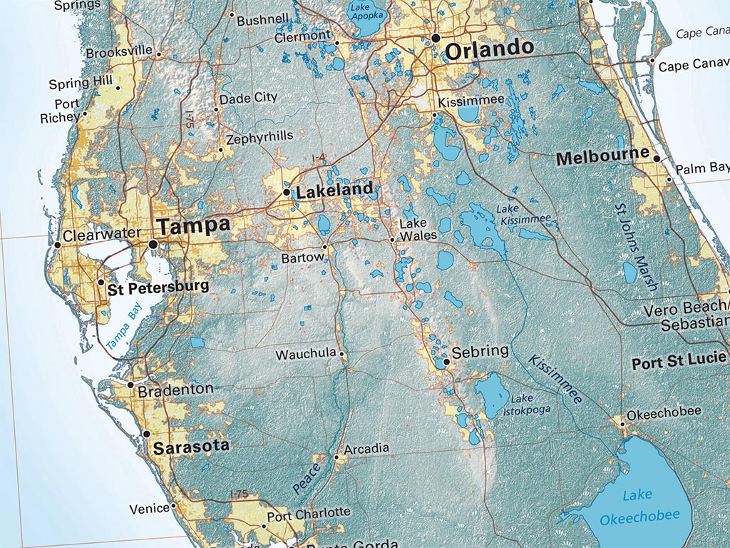 The Gulf Coast Elevation Tints Fine Art Print Map
