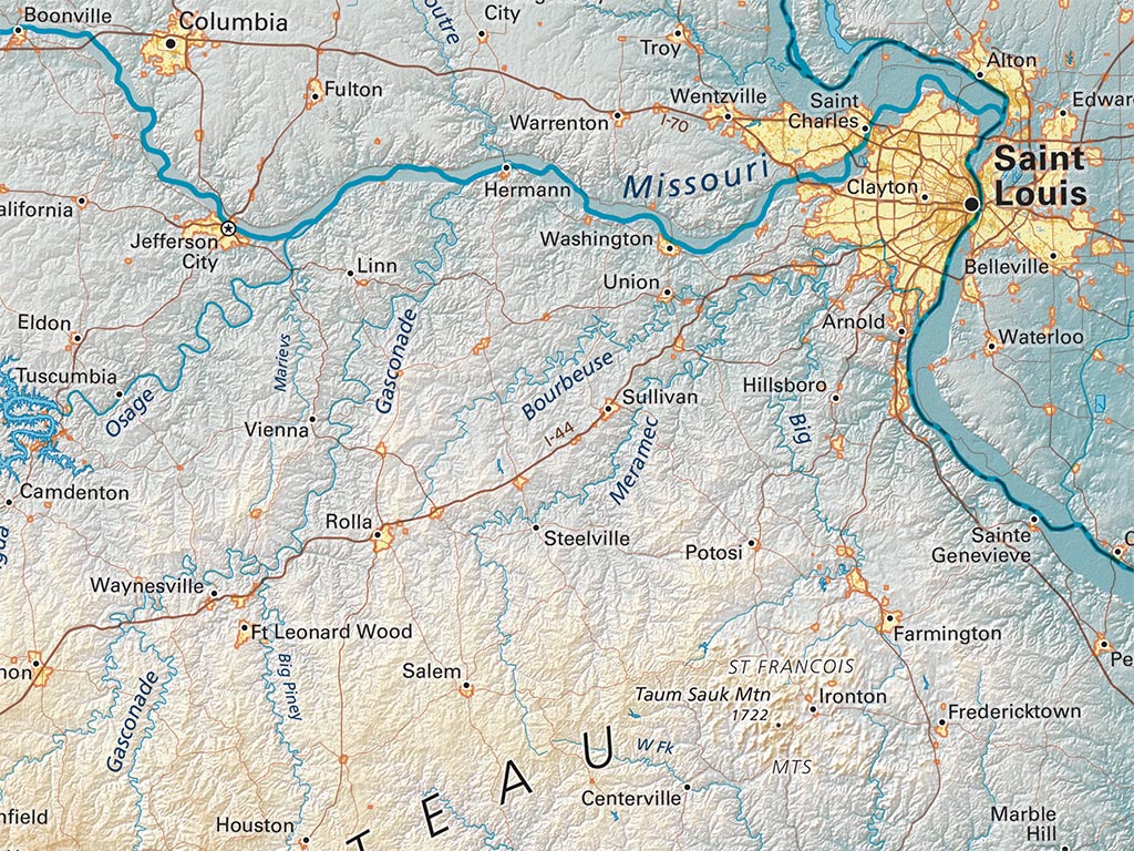 The Lower Mississippi River Valley Elevation Tints Fine Art Print Map