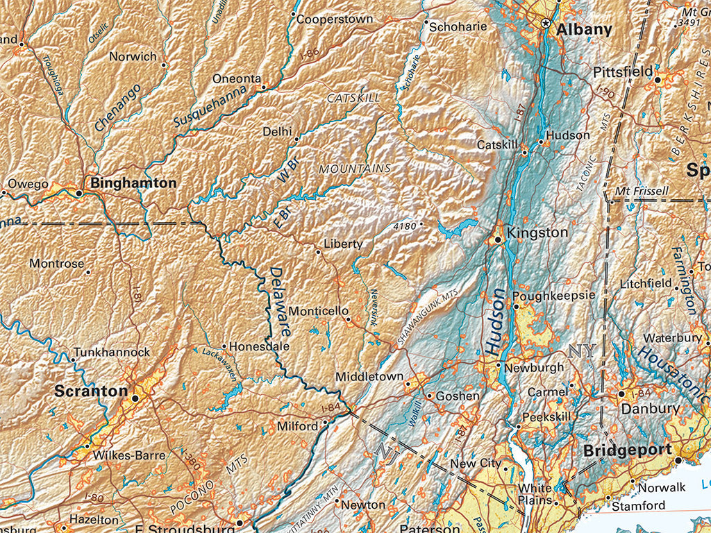 The Mid-Atlantic Coast Elevation Tints Fine Art Print Map