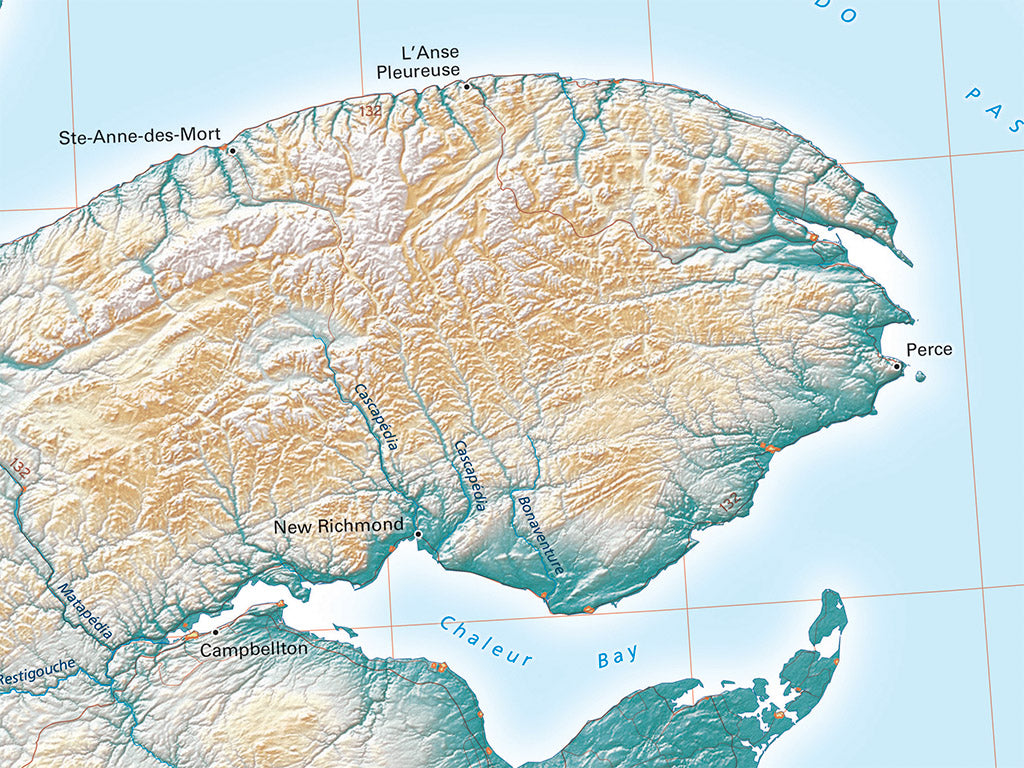 The North Atlantic Coast Elevation Tints Fine Art Print Map