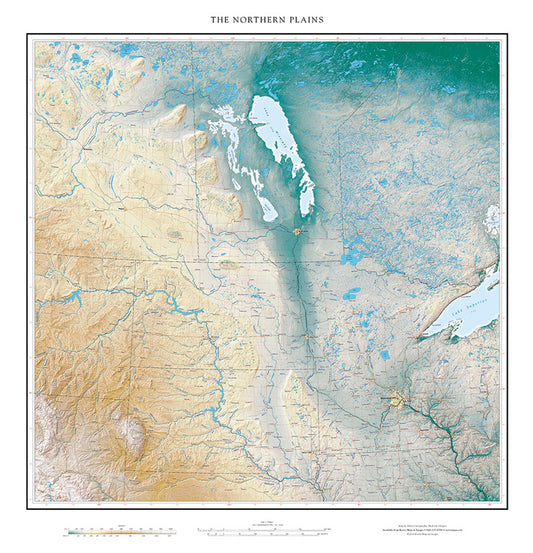 The Northern Plains Elevation Tints Fine Art Print Map