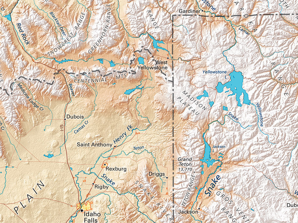 The Northern Rockies Elevation Tints Fine Art Print Map