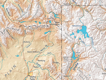 The Northern Rockies Elevation Tints Fine Art Print Map