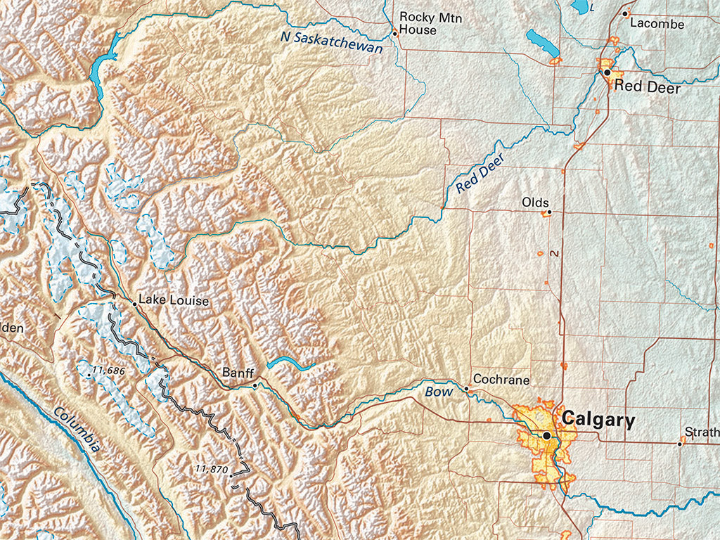 The Northern Rockies Elevation Tints Fine Art Print Map