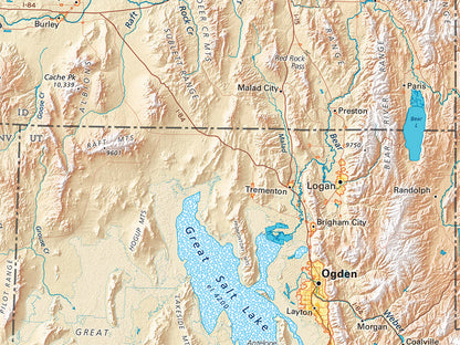 The Northern Rockies Elevation Tints Fine Art Print Map