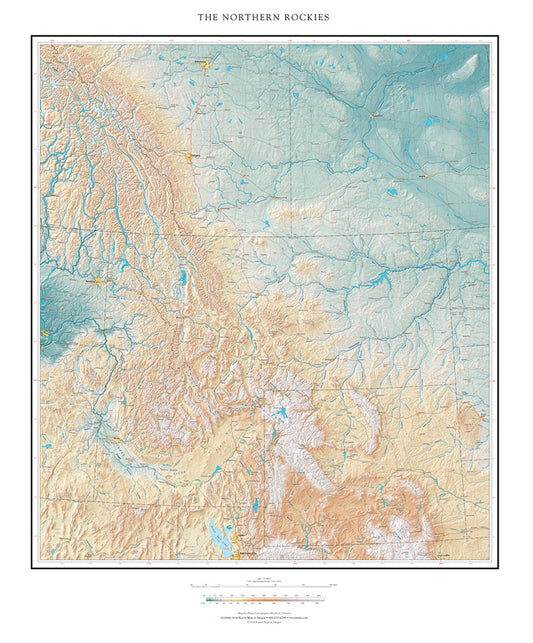 The Northern Rockies Elevation Tints Fine Art Print Map
