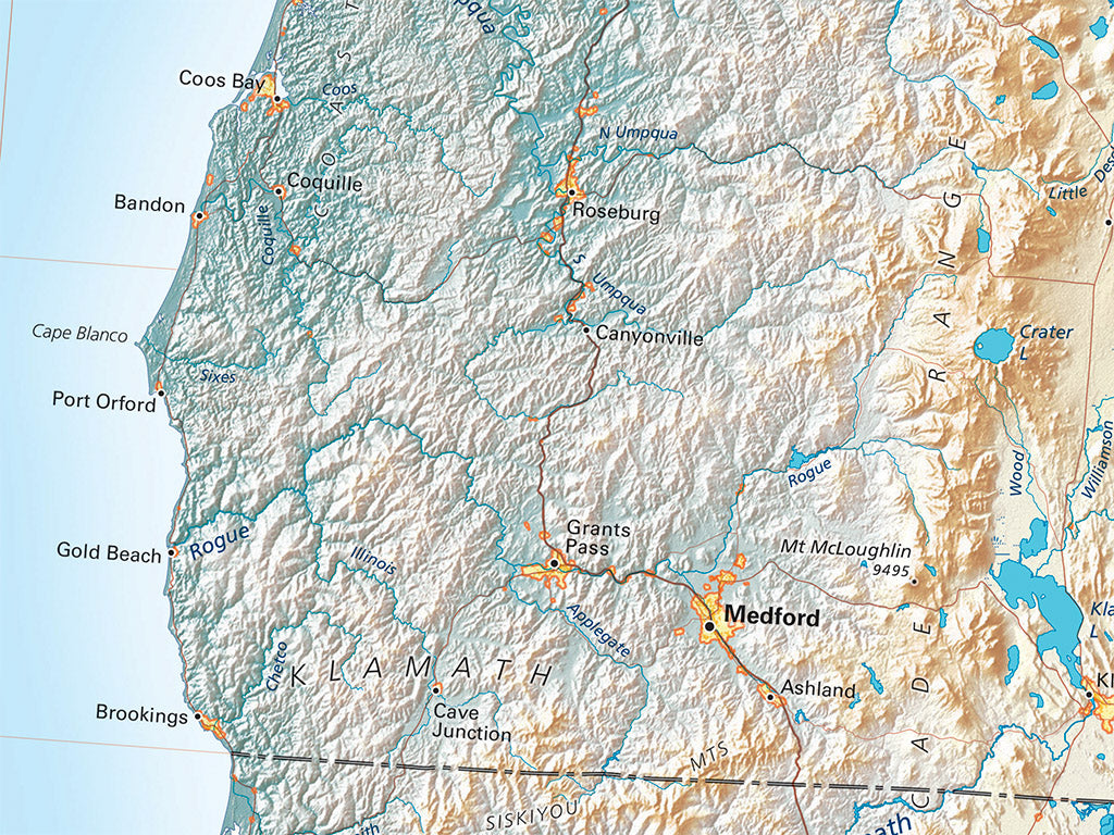 The Pacific Northwest Elevation Tints Fine Art Print Map