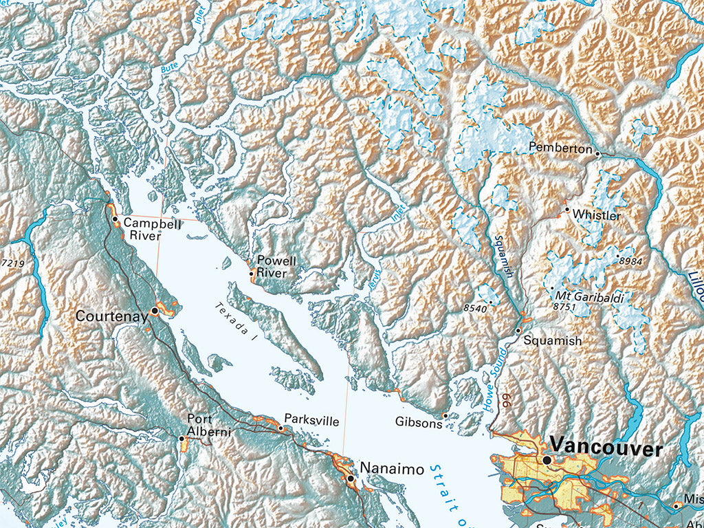 The Pacific Northwest Elevation Tints Fine Art Print Map