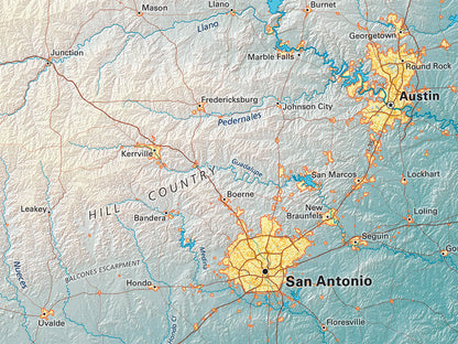 The Southern Plains Elevation Tints Fine Art Print Map