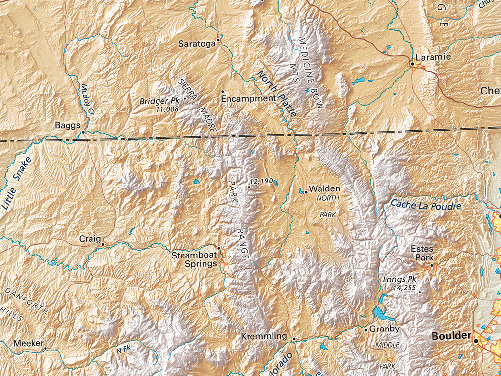 The Southern Rockies Elevation Tints Fine Art Print Map