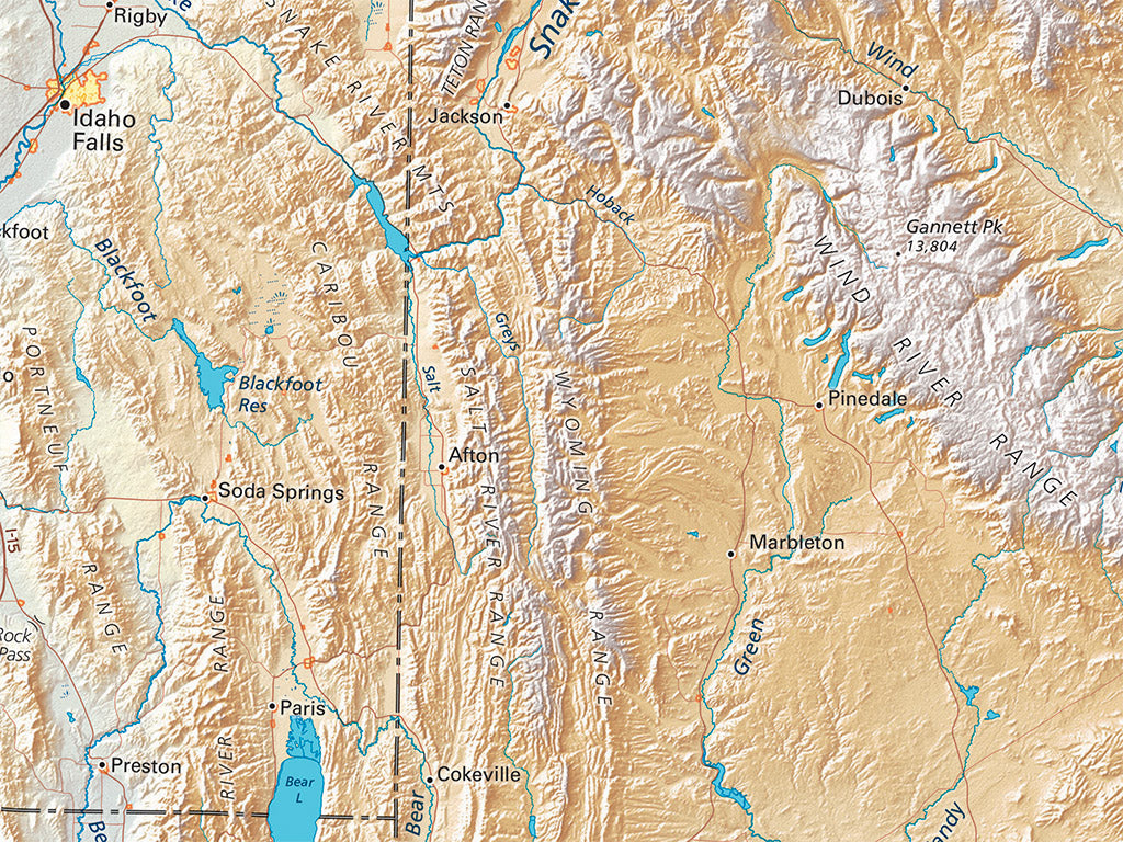 The Southern Rockies Elevation Tints Fine Art Print Map