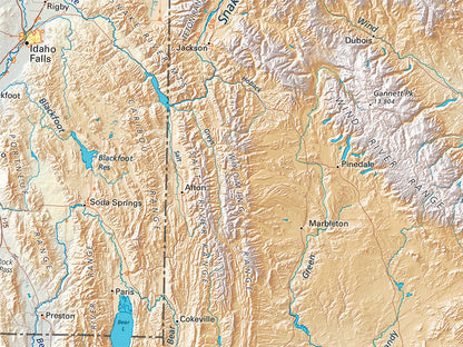 The Southern Rockies Elevation Tints Fine Art Print Map