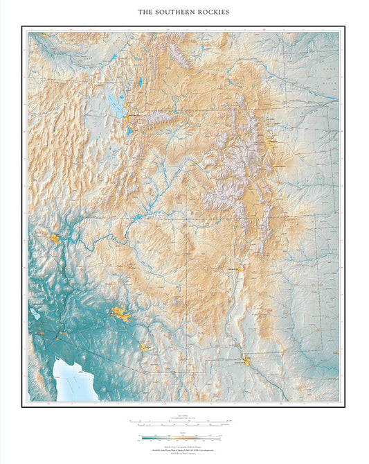 The Southern Rockies Elevation Tints Fine Art Print Map