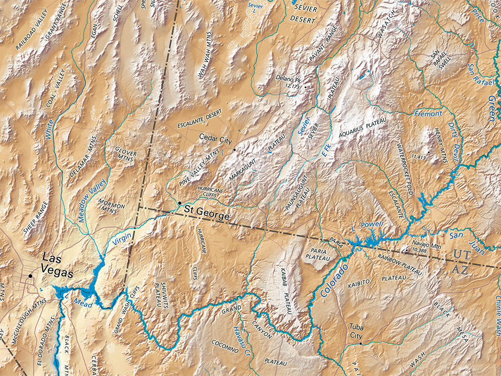 The United States Elevation Tints Fine Art Print Map