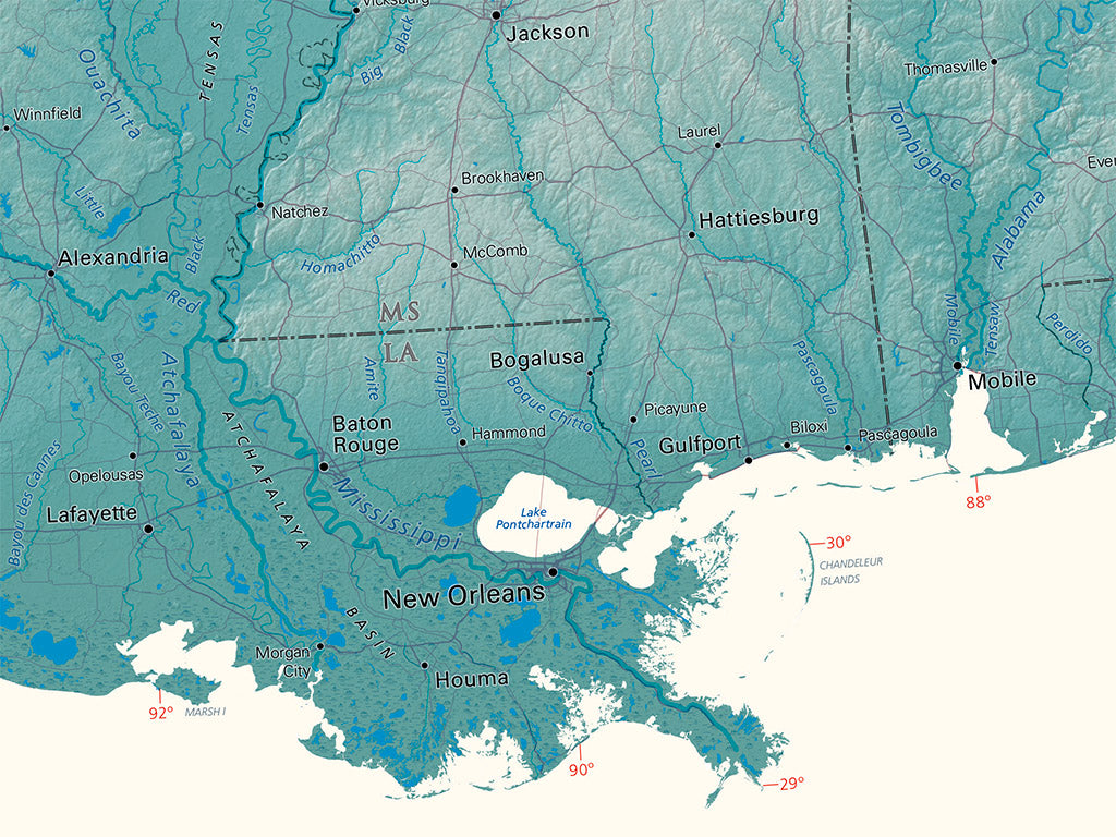 The United States Elevation Tints Fine Art Print Map