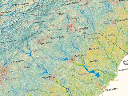 The United States Land Cover Elevation Tints Fine Art Print Map