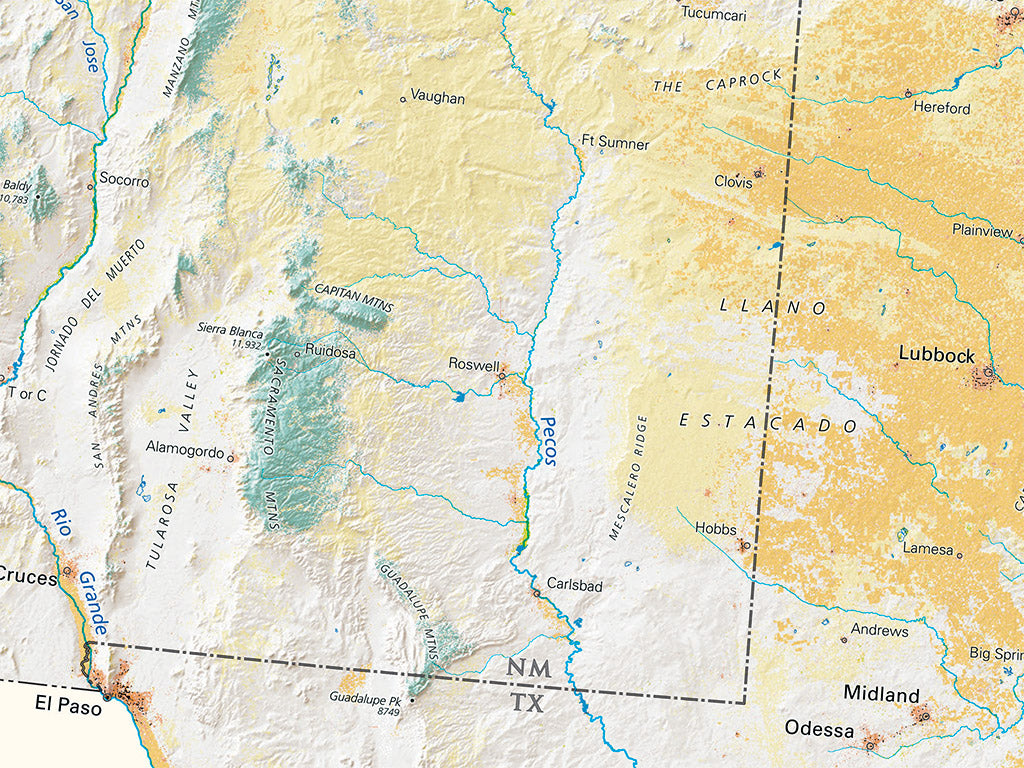 The United States Land Cover Elevation Tints Fine Art Print Map