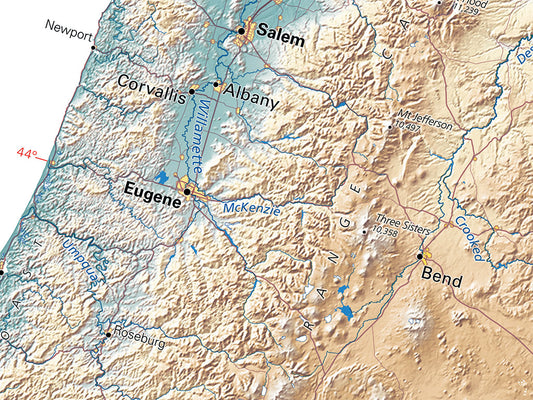 The United States Wall Mural Elevation Tints Fine Art Print Map