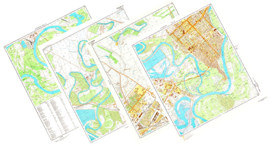 Uralsk (Kazakhstan) 4-Sheet Map Set - Soviet Military City Plans