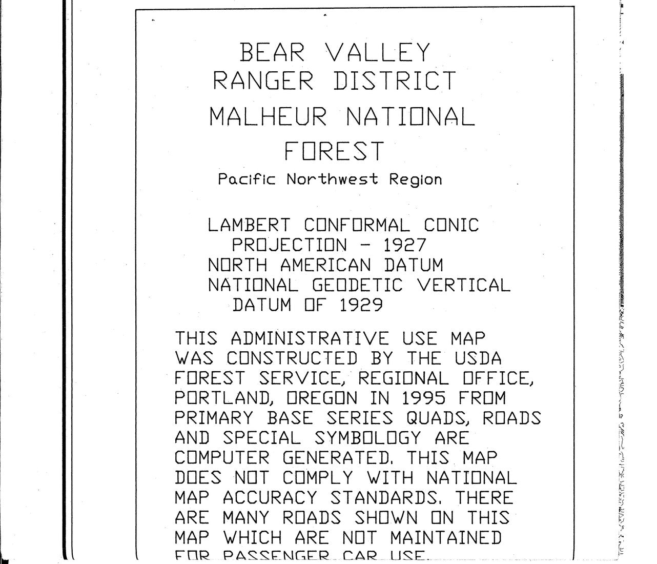 MALHEUR NF, BEAR VALLEY RANGER DIST, OR