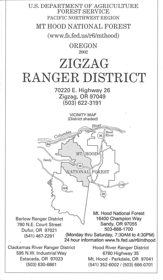 MT HOOD NF, ZIGZAG RANGER DISTRICT, OR