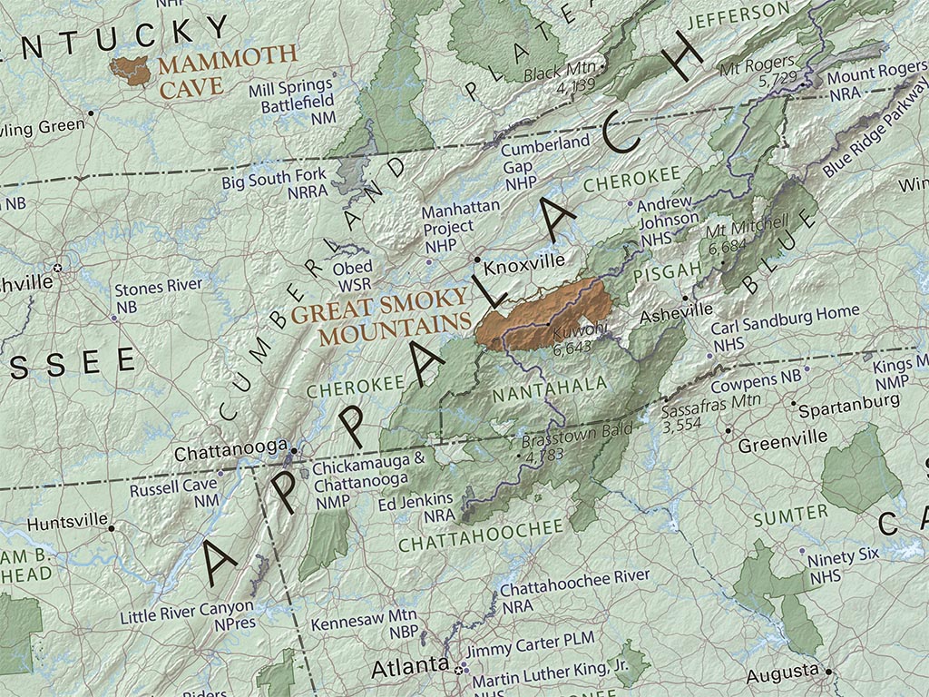 National Parks of the United States Fine Art Print Map - Classic