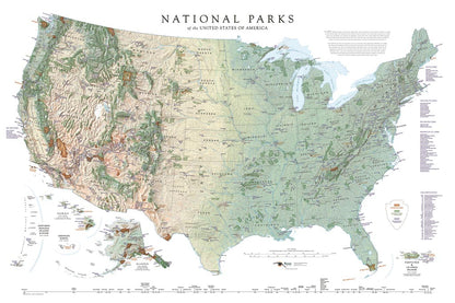 National Parks of the United States Fine Art Print Map - Classic