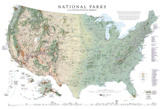 National Parks of the United States Fine Art Print Map - Classic