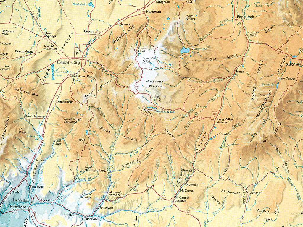 Utah Elevation Tints Fine Art Print Map