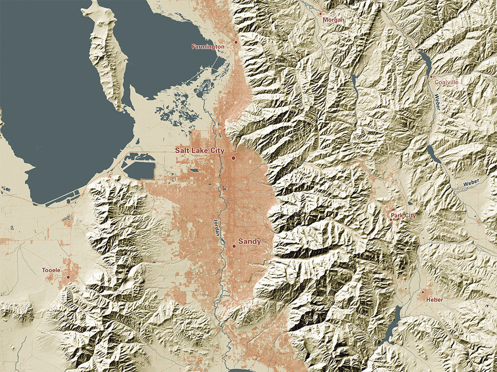 Utah Landforms and Rivers Fine Art Print Map