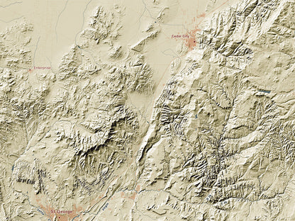 Utah Landforms and Rivers Fine Art Print Map