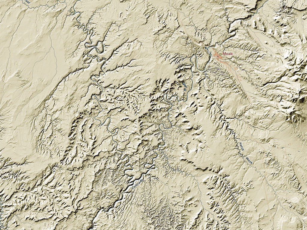 Utah Landforms and Rivers Fine Art Print Map