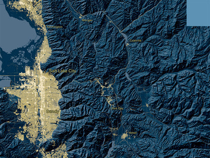 Utah at Night Fine Art Print Map