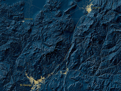 Utah at Night Fine Art Print Map