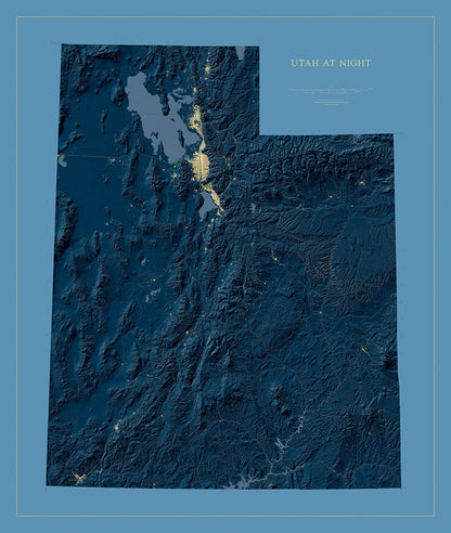 Utah at Night Fine Art Print Map