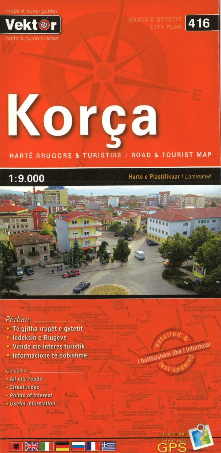 Korca Road & Tourist Map (City Map #416)